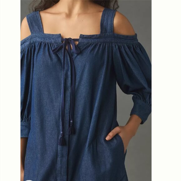 Brand New Plenty by Tracy Reese Off-The-Shoulder Denim Mini Dress - Picture 4 of 8